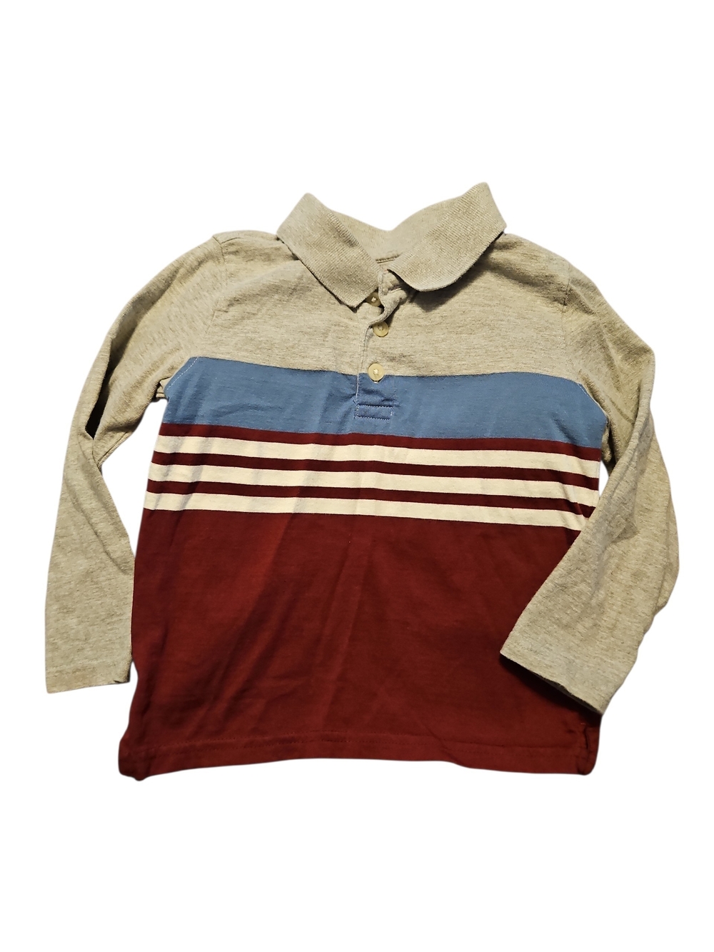 Wrangler Boys Long-Sleeve Polo - Gray, Blue & Burgundy Size 3t